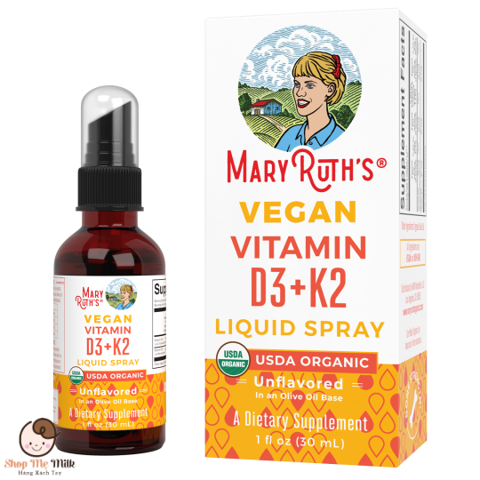 Vitamin D3 + K2 Mary Ruth's dạng xịt 30Ml cho bé từ 6 tháng - Hàng Air