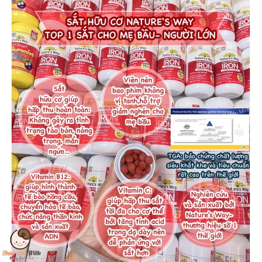 Viên sắt hữu cơ Nature's Way Úc 30 Viên