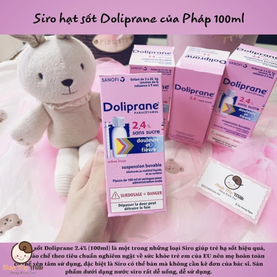 Siro hạ sốt Doliprane paracetamol 2.4g nội địa Pháp ( bé từ 3 kg -26kg)