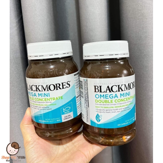 Dầu cá Blackmores Omega Mini Double Concentrate Úc 400 viên ( Đã khử mùi tanh)