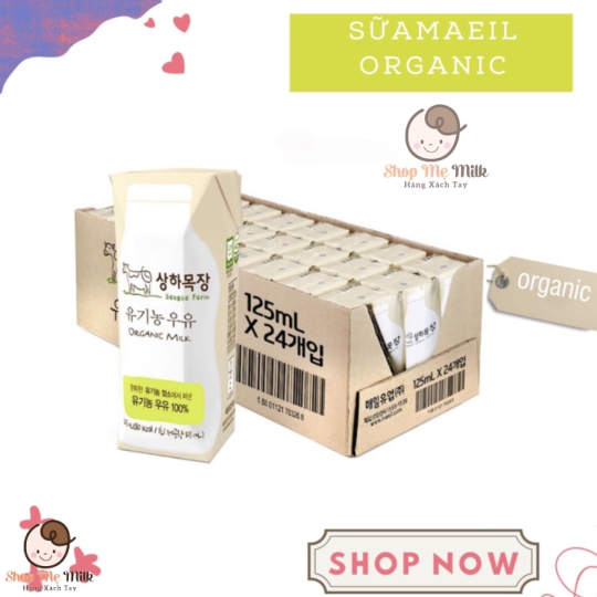 Sữa Sangha Meail Organic - Sữa tươi hữu cơ Hàn Quốc vị nguyên chất Thùng 24 hộp 125ml