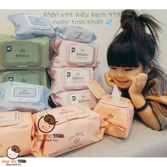 Khăn ướt bebeen Hàn Quốc Nhập Khẩu 100 tờ Không mùi da nhạy cảm