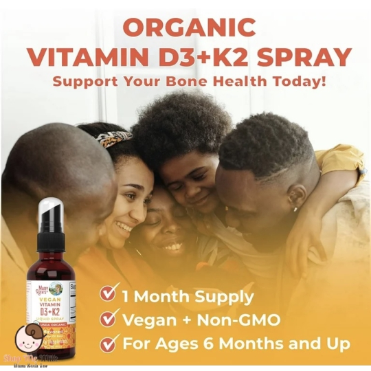 Vitamin D3 + K2 Mary Ruth's dạng xịt 30Ml cho bé từ 6 tháng - Hàng Air
