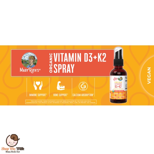 Vitamin D3 + K2 Mary Ruth's dạng xịt 30Ml cho bé từ 6 tháng - Hàng Air