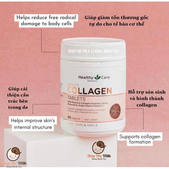 Viên Beauty Collagen 1000mg Úc hộp 60 viên ( Hỗ trợ da, tóc, móng)