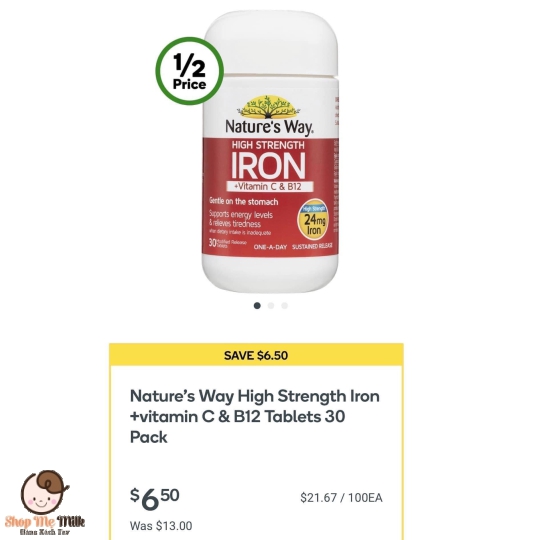 Viên sắt hữu cơ Nature's Way Úc 30 Viên