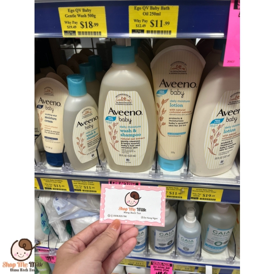 Sữa tắm gội Aveeno baby Úc 532ml từ sơ sinh ( cho da nhạy cảm, da viêm)