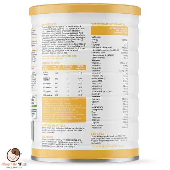 Sữa Gạo Sprout organic 700G Úc ( Hàng Air)