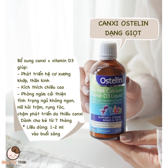 Canxi & Vitamin D3 Ostelin dạng sữa 90ml ( bé từ 7m+)