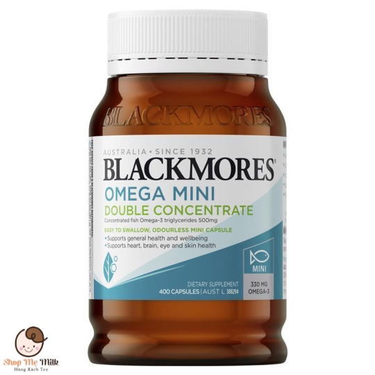 Dầu cá Blackmores Omega Mini Double Concentrate Úc 400 viên ( Đã khử mùi tanh)