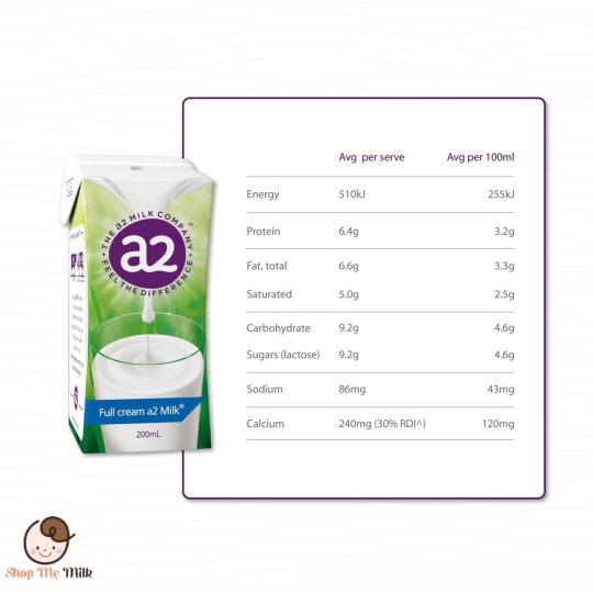 Sữa tươi A2 Nguyên Kem Full Cream Úc 200ml (24 hộp/thùng)