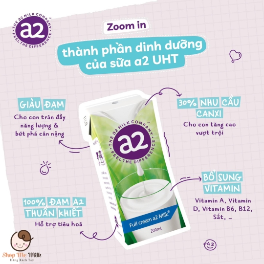 Sữa tươi A2 Nguyên Kem Full Cream Úc 200ml (24 hộp/thùng)