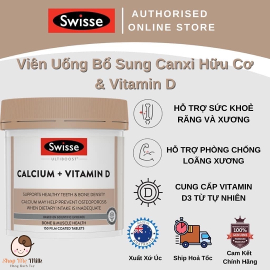 Canxi Swisse & Vitamin D Hữu cơ Úc 300viên (Date 2026) Hàng air xách tay