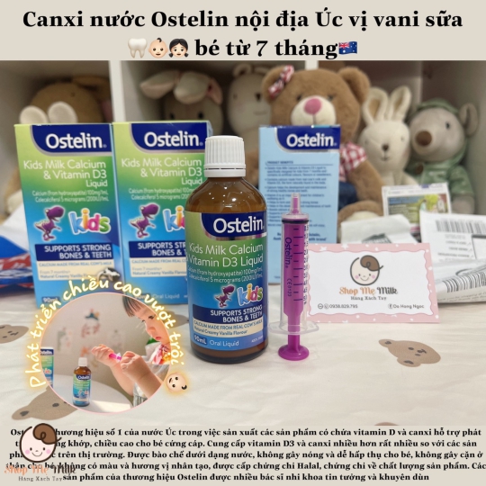 Canxi & Vitamin D3 Ostelin dạng sữa 90ml ( bé từ 7m+)