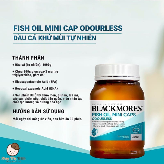 Dầu cá Blackmores Omega Mini Double Concentrate Úc 400 viên ( Đã khử mùi tanh)