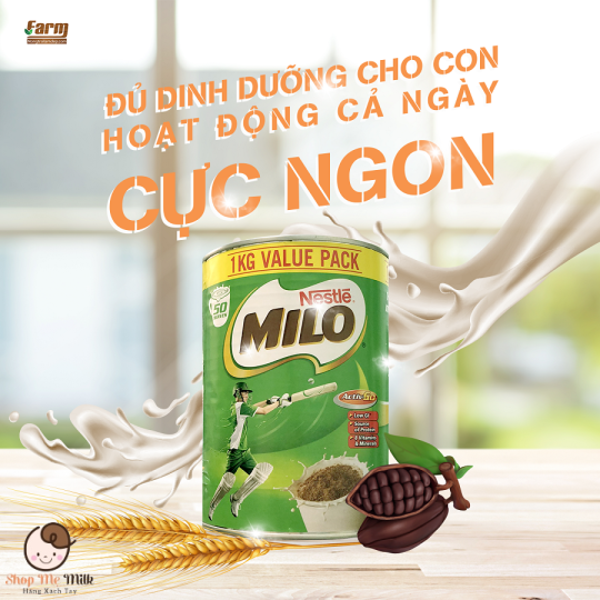 Bột Milo Úc Hộp 1Kg ( Tăng cao cho bé từ 2 tuổi - béo ngậy kết hợp cùng A2)
