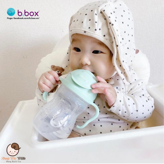 Bình B.Box tập hút cho bé từ 6 tháng 240ml của Úc ( có quả tạ chống sặc, chống lật đổ nước)
