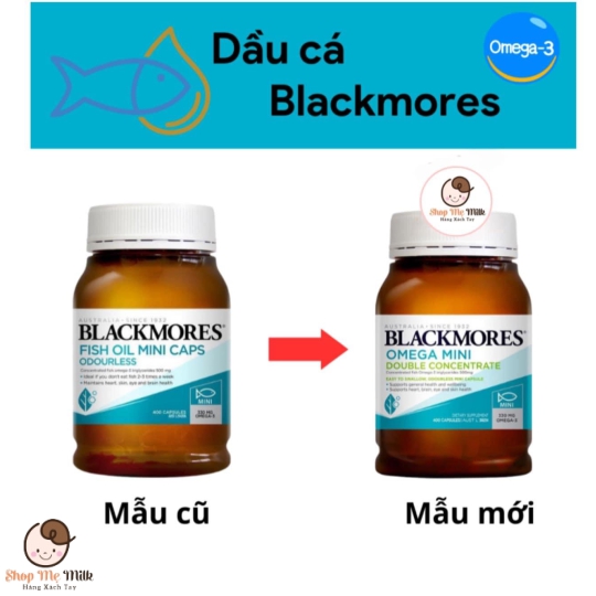 Dầu cá Blackmores Omega Mini Double Concentrate Úc 400 viên ( Đã khử mùi tanh)