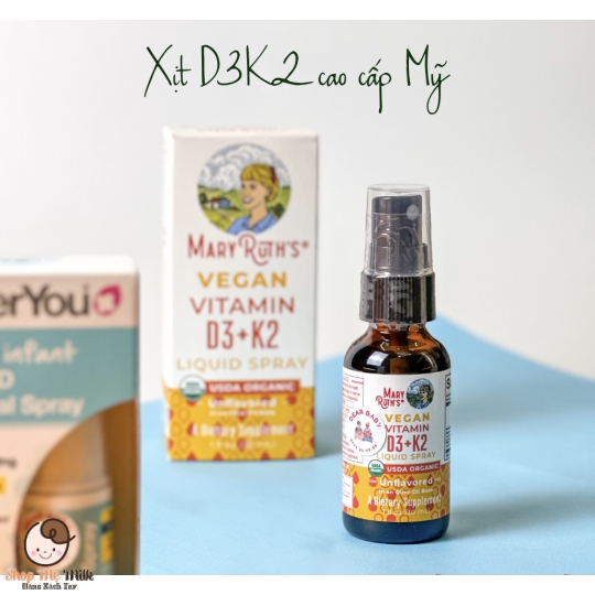 Vitamin D3 + K2 Mary Ruth's dạng xịt 30Ml cho bé từ 6 tháng - Hàng Air