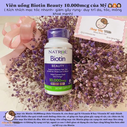 Viên uống Biotin 10.000mcg của Mỹ 100 viên ( Hỗ trợ mọc tóc, giảm gãy rụng tóc)