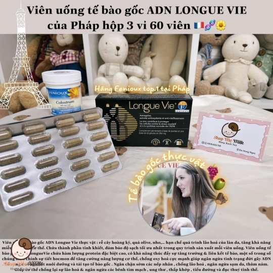 Viên uống tế bào gốc LONGUE VIE ADN thực vật của Pháp ( chống lão hoá, tăng sinh collagen cho da)