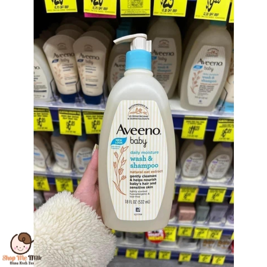 Sữa tắm gội Aveeno baby Úc 532ml từ sơ sinh ( cho da nhạy cảm, da viêm)