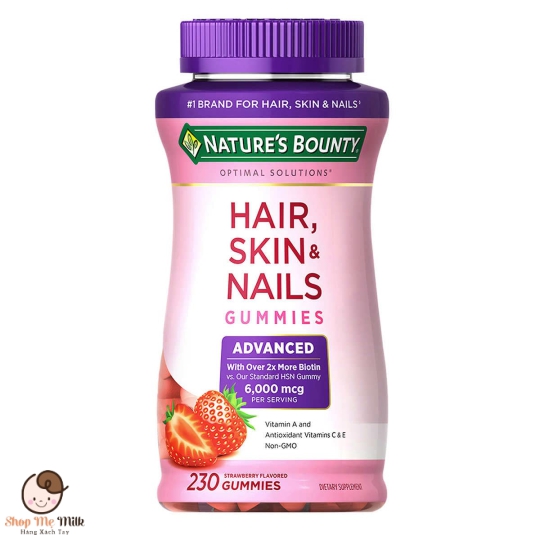 KẸO DẺO HỖ TRỢ DA TÓC MÓNG HAIR SKIN NAILS GUMMIES CỦA MỸ 230 VIÊN
