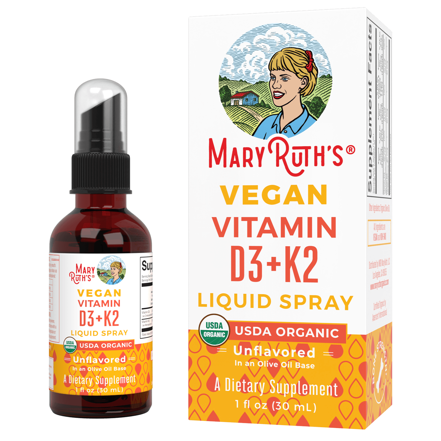 Vitamin D3 + K2 Mary Ruth's dạng xịt 30Ml cho bé từ 6 tháng - Hàng Air